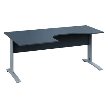Psací stůl CEK 17 - 187 stůl kancelářský, rohový, levý, kovová podnož stříbrná, deska 18 mm, široký 1800 mm, antracit