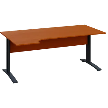 Psací stůl CRK 28 - 166 stůl kancelářský, rohový, levý, kovová podnož černá, deska 25 mm, široký 1600 mm, třešeň šumavská