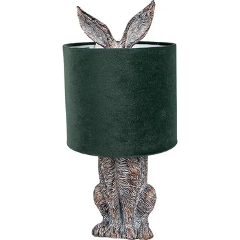 Lampička Šedá stolní lampa králík s tmavě zeleným stínidlem Rabbi - Ø 20*43 cm