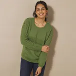 Pulovr s ozdobnými knoflíky, z úpletu s vlasem olivová 42/44