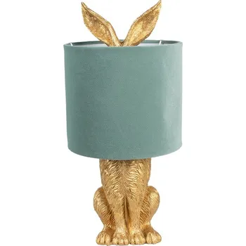 Lampička Zlatá stolní lampa králík se zeleným stínidlem Rabbi - Ø 20*43 cm
