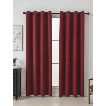 Blackout závěsy Elias vínová – 140 × 250 cm (2 ks) - kroužky