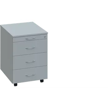 Zásuvkový kontejner CKC 2 - 01 kontejner pojízdný, 4-zásuvkový, deska 25 mm, centrální zámek, tužkovnice, šedá