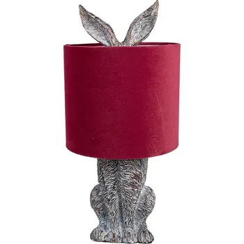 Lampička Šedá stolní lampa králík s červeným stínidlem Rabbi - Ø 20*43 cm