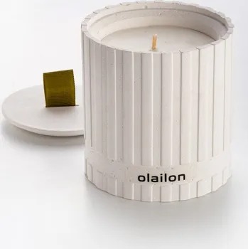 Svíčka Dekorativní svíčka, vůně jantaru, bílá/zelená, 8,5x8 cm + vyzvednutí ZDARMA