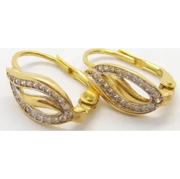 Náušnice Klenoty Budín Dámské klasické zlaté náušnice se zirkony na patent 585/1,77gr HK2294 (Klenoty Budín Dámské klasické zlaté náušnice se zirkony na patent 585/1,77gr HK2294)