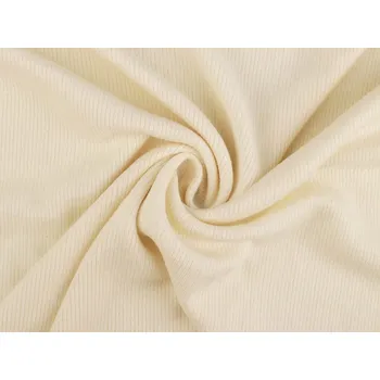 Bavlněný úplet žebrovaný / jemná svetrovina METRÁŽ - 1 krémová světlá