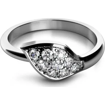 Prsten Couple, Půvabný prsten Leaf, bílé zlato se zirkony, vel. 54, prům. 17.2 mm, 585-68-1-0616.1B00.0.54.001