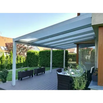 Pergola Sestava pro montáž hliníkové pergoly stříbrná 9006 PC 16 BOX 3 WALL opál 6×4 m