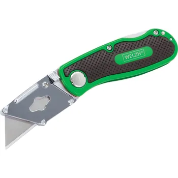 Pracovní nůž Skládací nůž s výměnnou čepelí, 5 + 1 čepel, zelený, Welzh (Welzh Werkzeug)