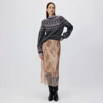 Dámská sukně Reserved - Sukně s našitými flitry - kávová - 051DX-84X - 051DX-84X-L