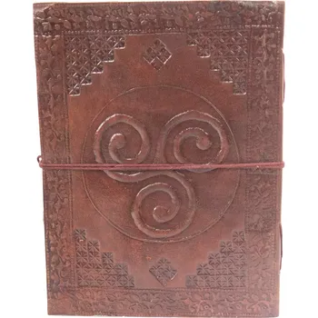 Umělecký papír Kožený zápisník Keltská spirála 2, ruční výroba, Sittar velký - POSLEDNÍ KUS!