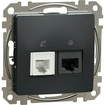 Elektrická zásuvka Zásuvka datová a telefonní Schneider Sedna Design CAT5e 1× RJ45, 1× RJ11 antracit
