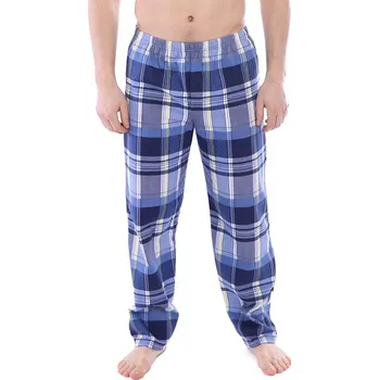 Pánské pyžamo Pánské kalhoty na spaní Robert modro-žluté XXL