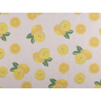 Bavlněná METRÁŽ/ imitace lnu hrubší, citrony - režná