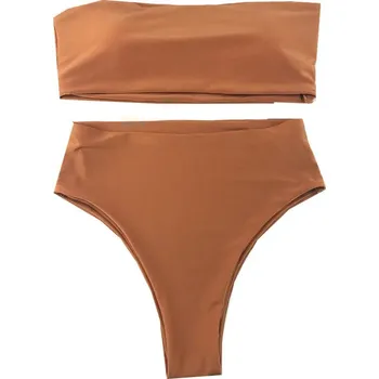 Dámské oblečení Jednoduché dvoudílné plavky Barva: Oranžová, Velikost: M