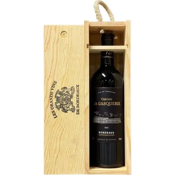 Víno Grands Vins de Bordeaux Dřevěná kazeta Bordeaux Chateau La Gasquerie 2022, 0,75l