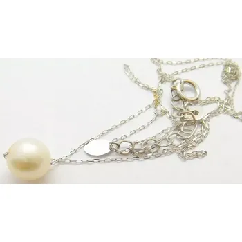 Řetízek Klenoty Budín Dámský zlatý náhrdelník z bílého zlata s pohyblivou kultivovanou perlou 585/0,96gr 45cm HK4061 (Klenoty Budín Dámský zlatý náhrdelník z bílého zlata s pohyblivou kultivovanou perlou 585/0,96gr 45cm HK4061)