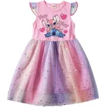 Lilo & Stitch Letní dívčí šaty s motivem "Lilo & Stitch" (potisk Hey Hey) - 4 barvy Barva: Růžová, Velikost: 110/3-4 roky