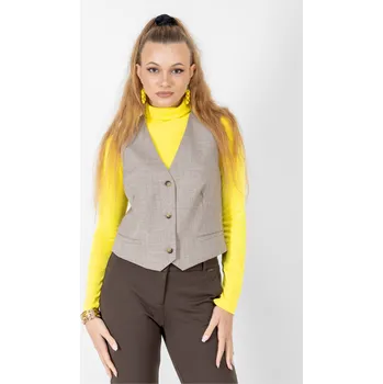 Dámská vesta Vero Moda dámská vesta Lucy šedohnědá melírovaná Velikost: 36