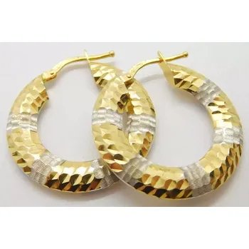 Náušnice Klenoty Budín Obrovské mohutné dámské zlaté kruhy z bílého a žlutého zlata gravírované 585/2,52gr HK2304 (Klenoty Budín Obrovské mohutné dámské zlaté kruhy z bílého a žlutého zlata gravírované 585/2,52gr HK2304)