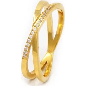 Prsten Zlatnictví Helios Dámský zlacený prsten z chirurgické oceli Velikost: 54