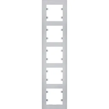 Rámeček Hager Lumina Intense pětinásobný vertikální stříbrný mat