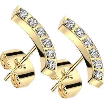 Náušnice Šperky4U Zlacené celové náušnice se zirkony - OPN1949-GD