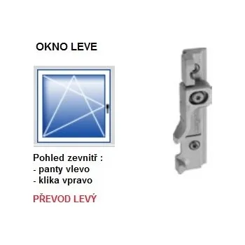 Příslušenství k oknu SCHUCO SCHÜCO Protikus rohového převodu se zarážkou Okno ( strana pantů ): Levé