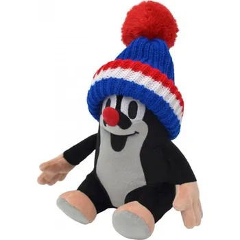 plyšák Moravská ústředna Krtek (Krteček) sedící 20cm modrý kulich trikolora PLYŠ