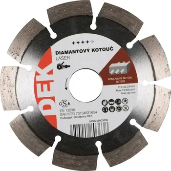 Řezný kotouč Kotouč řezný DIA DEK LASER RED 115×22,23 mm