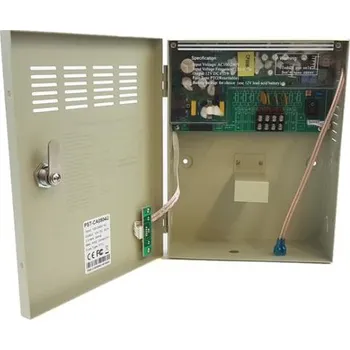 LURECOM CA 0504 UPS - napájecí zdroj s 12V záložním zdrojem UPS, 4 výstupní kanály, max. zatížení 5A v kovové skříni se zámkem