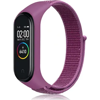 Příslušenství k fitness náramku Xiaomi Nylonový náhradní náramek pro Mi Band 3/4/5/6/7 na suchý zip Barva: fialová