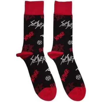 Merch Slayer: Slayer Unisex Ankle Socks: Logos Pattern (uk Size 7 - 11) 42 - 47