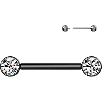 Piercing Atreya Titanový piercing do bradavky s vnitřním závitem a zirkony Amelia Barva: Černá / Čirá, Velikost koncovky: 5 mm, Délka / Průměr: 14 mm