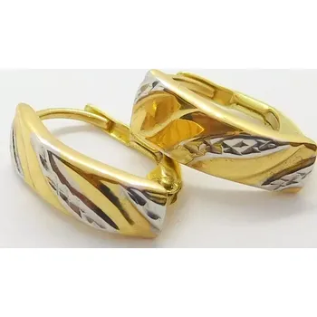 Náušnice Klenoty Budín Dámské zlaté náušnice z bílého a žlutého zlata s gravírováním 585/1,25gr HK2292 (Klenoty Budín Dámské zlaté náušnice z bílého a žlutého zlata s gravírováním 585/1,25gr HK2292)