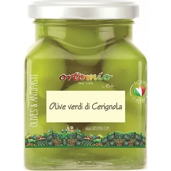 oliva Ortomio Zelené olivy Bella di Cerignola s peckou, 314 ml/280 g