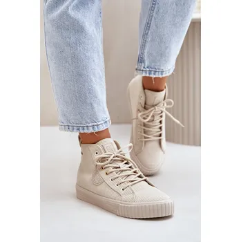 Dámské tenisky Zateplené Zamatové Tenisky Dámské Big Star OO274771 Hi-Poly System Barva: Béžová, Velikost: 36