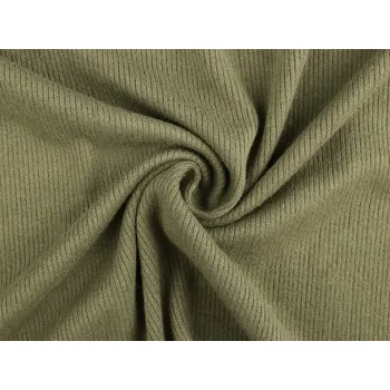 Bavlněný úplet žebrovaný / jemná svetrovina METRÁŽ - 4 zelená khaki světlá