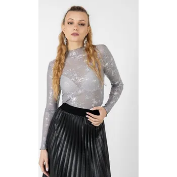 Only dámské síťované triko Erica s dlouhým rukávem stříbrné Velikost: M