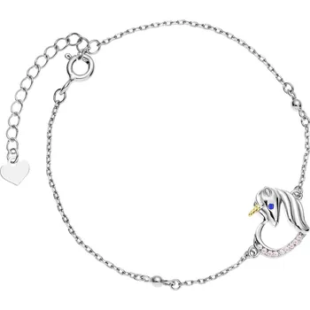 Souprava šperků Sentiell Sentiell Stříbrný náramek - jednorožec se světle růžovými zirkony a safírovým okem