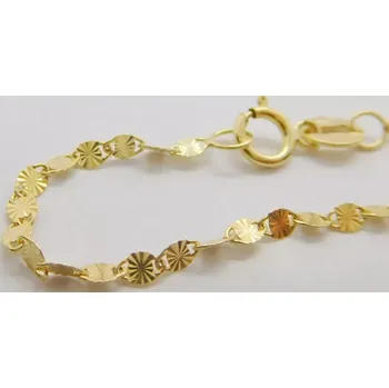 Řetízek Klenoty Budín Dámský gravírovaný zlatý řetízek ze žlutého zlata ZRCÁTKA 585/1,47gr 50cm H6062 (Klenoty Budín Dámský gravírovaný zlatý řetízek ze žlutého zlata ZRCÁTKA 585/1,47gr 50cm H6062)