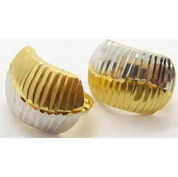 Náušnice Klenoty Budín Dámské velké zlaté gravírované náušnice z bílého a žlutého zlata 585/1,95gr HK2289 (Klenoty Budín Dámské velké zlaté gravírované náušnice z bílého a žlutého zlata 585/1,95gr HK2289)