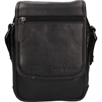 Pánská aktovka Pánská kožená taška přes rameno Greenwood Stefan - černá