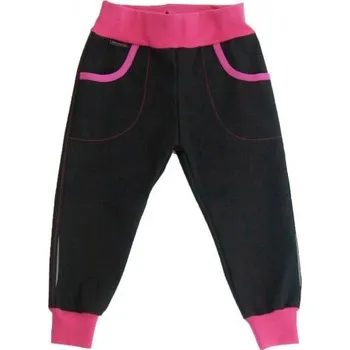 Dívčí kalhoty Dan-de-lion Softshellové kalhoty zimní - černé s růžovou, 80