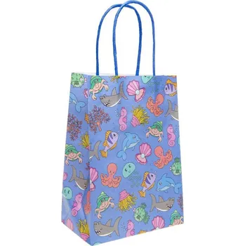 Deštník Taška dárková modrá zvířata Mořský svět 16x22x9cm papírová
