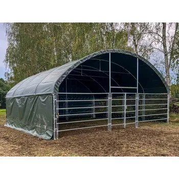 Přístřešek pro zvířata 8x8 m Barva: Tmavě zelená, Čelní plachta: Ne