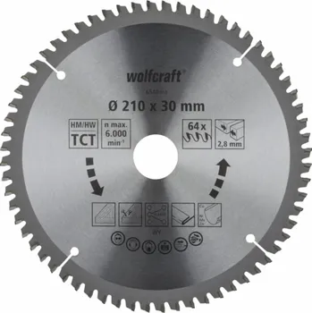 Pilový kotouč Wolfcraft Wolfcraft pilový kotouč pro pokos.pily přesné řezy o254x30 Z80 6543000