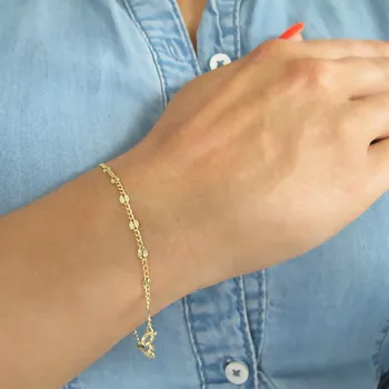 Náramek Zlatý náramek se zdobenými ploškami 3mm 1,10g 20cm Zlato 14k(585/1000)