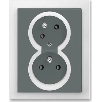 vypínač Zásuvka 230 V dvojnásobná kompletní ABB Neo IP 40 grafitová, ledová bílá